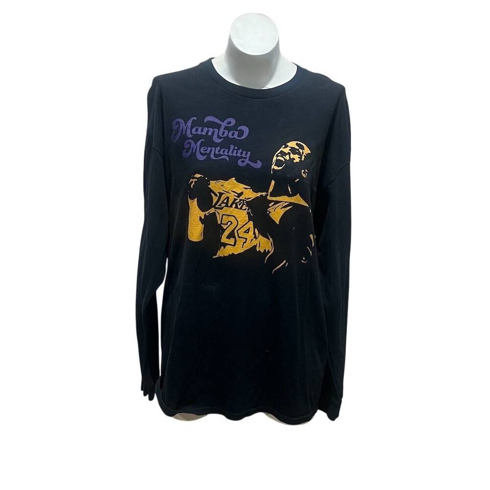 Mamba Mentality Lakers #24 Graphic Long Sleeve Crew Neck T-Shirt Mens XL